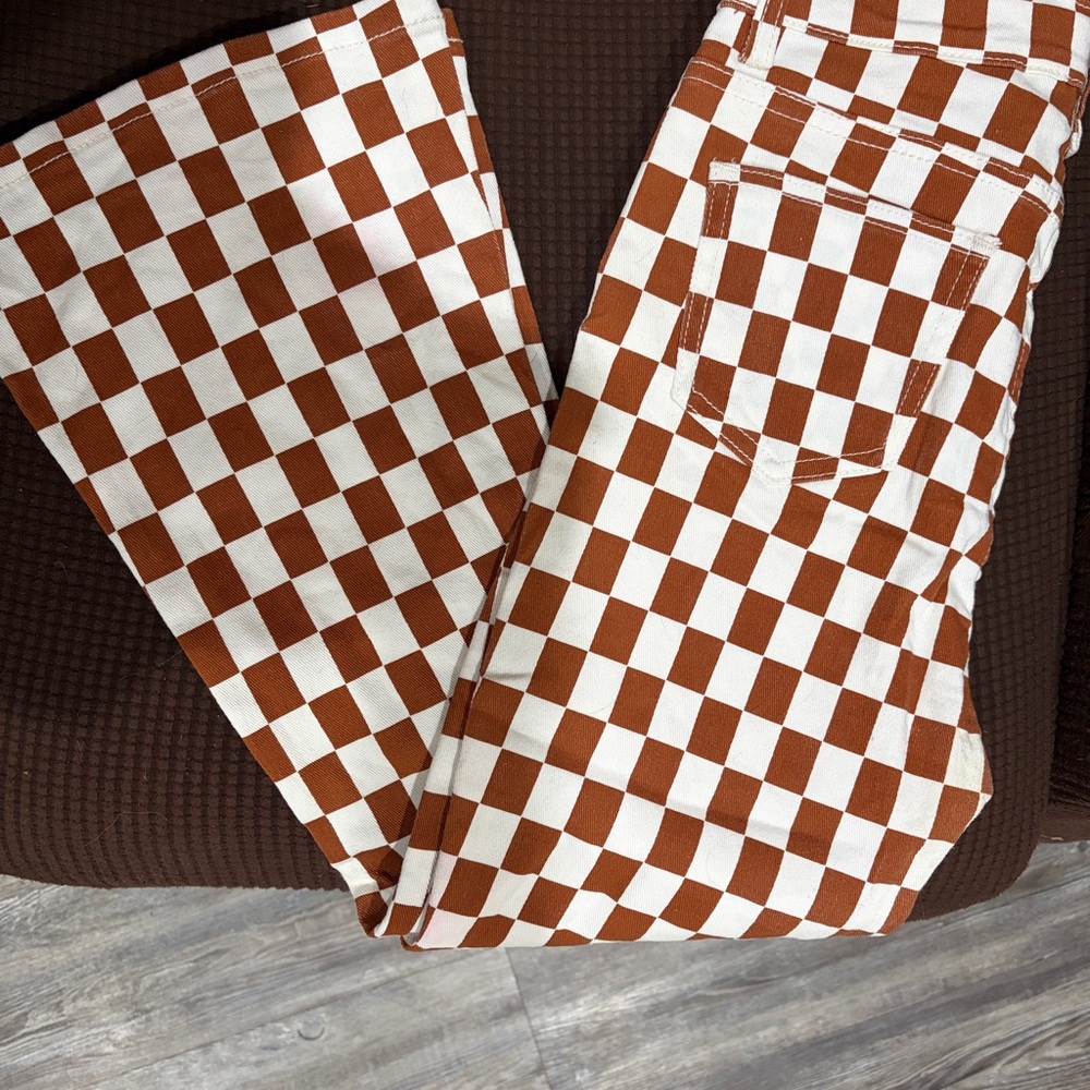 Kids Checkerboard Brown & White Jeans